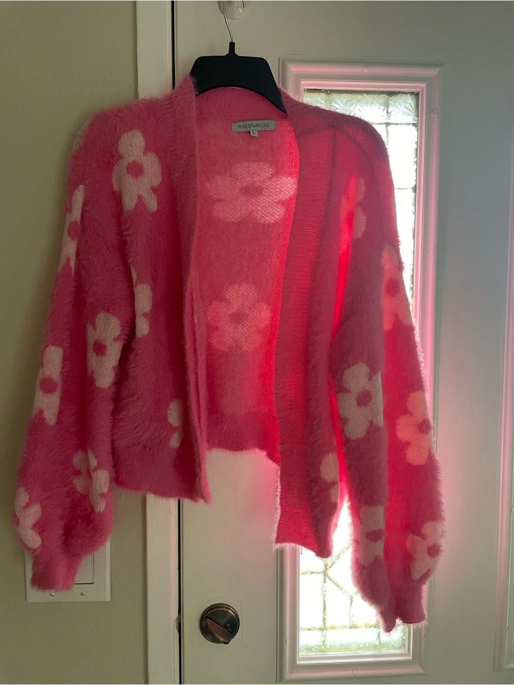 Kiss the Sky Pink Floral Fuzzy Open-Front Cardigan Sweater